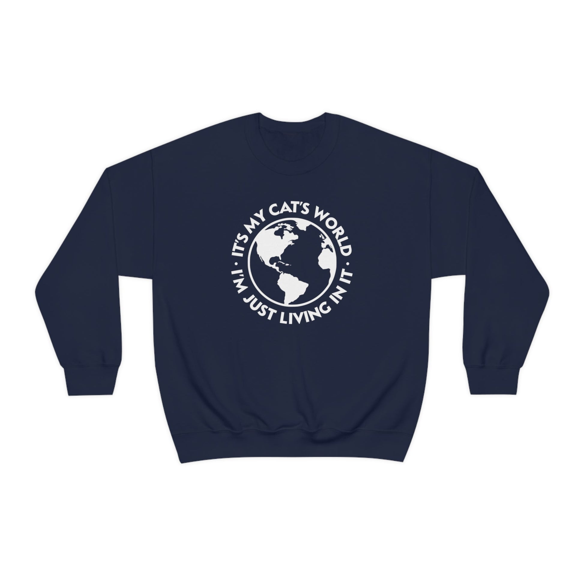 It's My Cat's World | Crewneck Sweatshirt - Detezi Designs-19185619293739141548