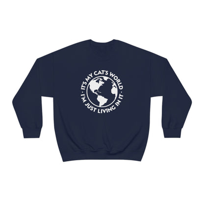 It's My Cat's World | Crewneck Sweatshirt - Detezi Designs-19185619293739141548