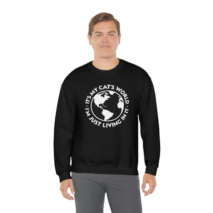 It's My Cat's World | Crewneck Sweatshirt - Detezi Designs-31087498253548625151