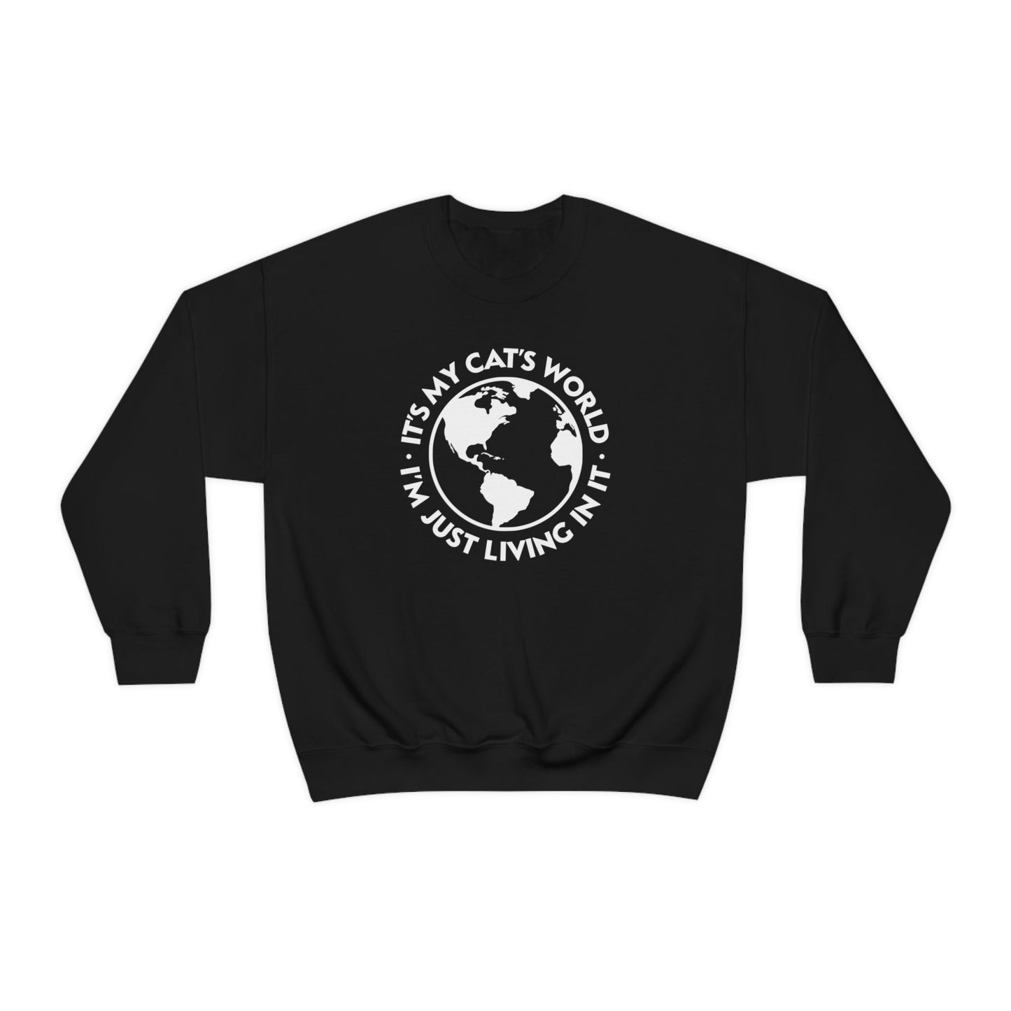 It's My Cat's World | Crewneck Sweatshirt - Detezi Designs-31087498253548625151