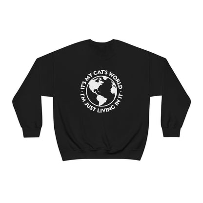 It's My Cat's World | Crewneck Sweatshirt - Detezi Designs-31087498253548625151