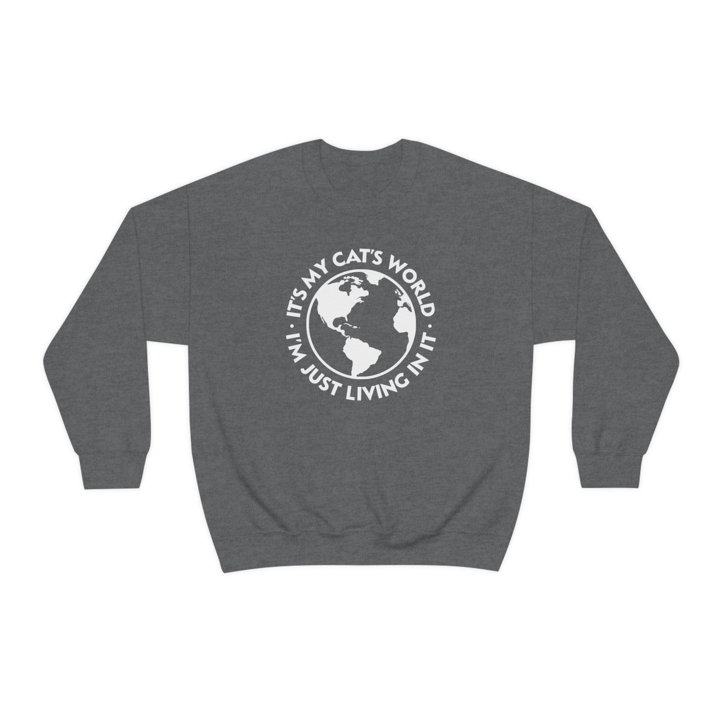 It's My Cat's World | Crewneck Sweatshirt - Detezi Designs-52991390497545402319