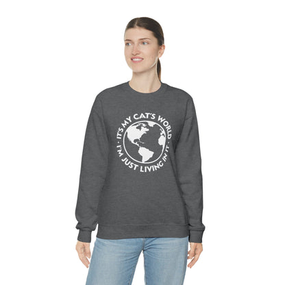 It's My Cat's World | Crewneck Sweatshirt - Detezi Designs-52991390497545402319