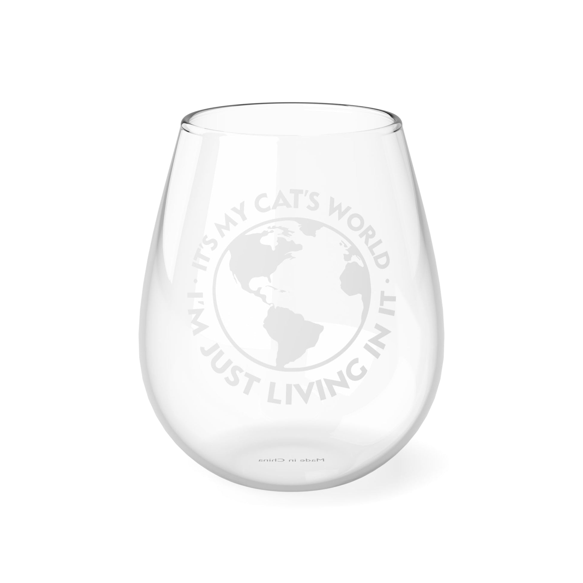 It's My Cat's World | Stemless Wine Glass - Detezi Designs-11621558987417837079