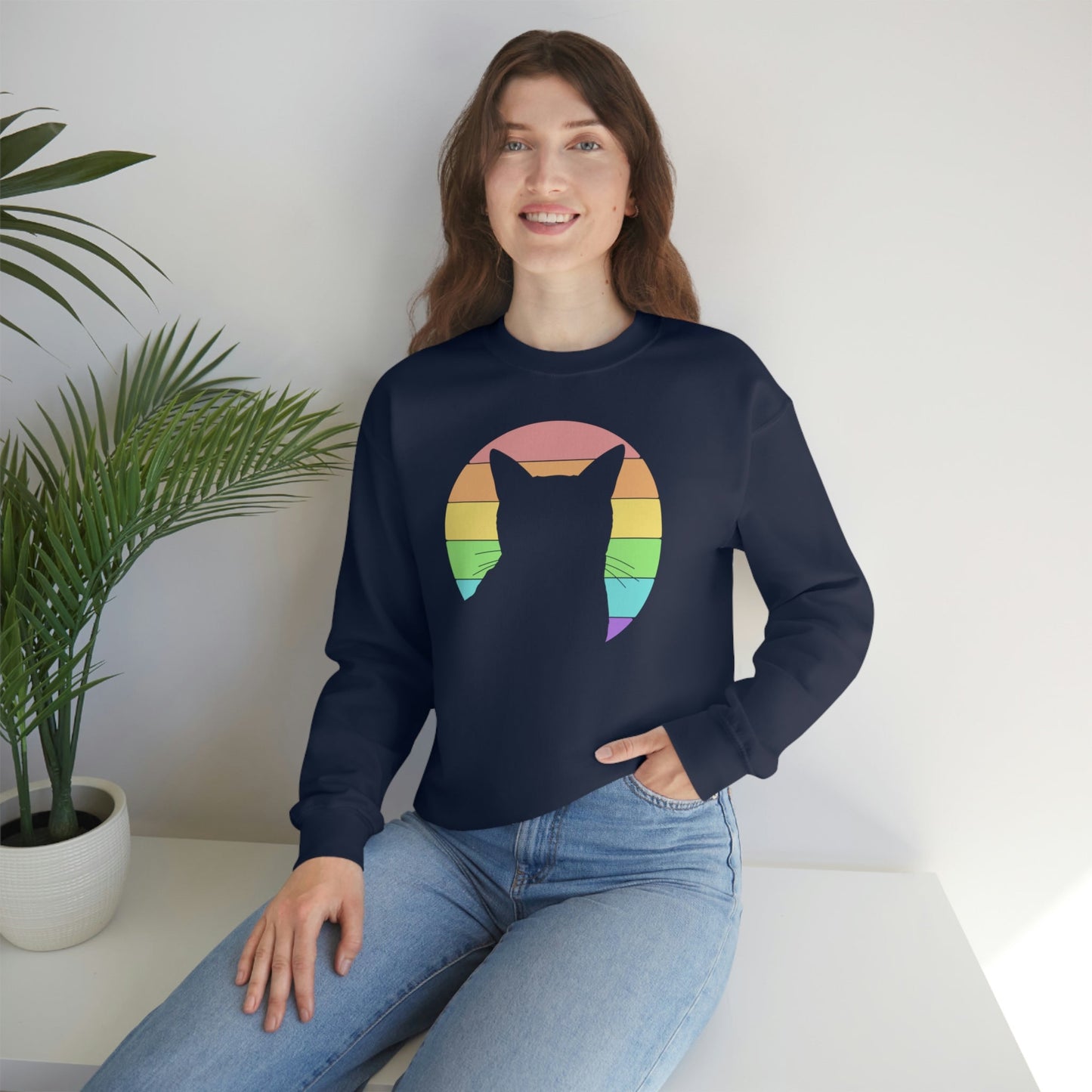 LGBTQ+ Pride | Cat Silhouette | Crewneck Sweatshirt - Detezi Designs-25917309359342356998