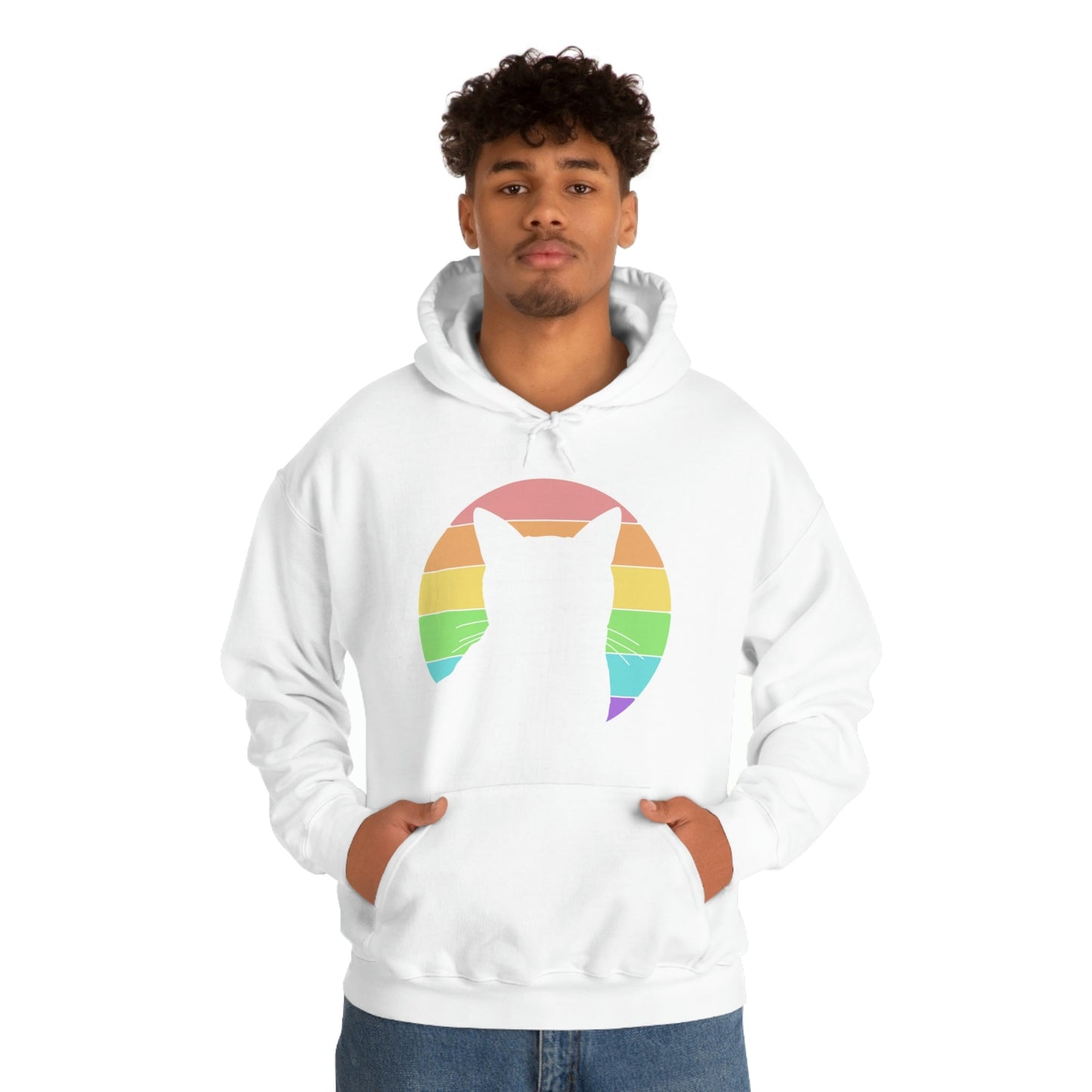 LGBTQ+ Pride | Cat Silhouette | Hooded Sweatshirt - Detezi Designs-12400653877406184723