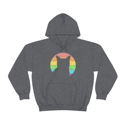 LGBTQ+ Pride | Cat Silhouette | Hooded Sweatshirt - Detezi Designs-18580625936980630410