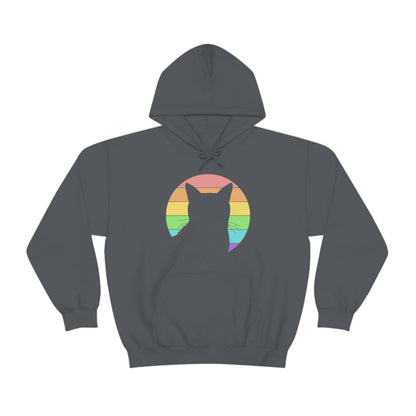 LGBTQ+ Pride | Cat Silhouette | Hooded Sweatshirt - Detezi Designs-62637399765993380108