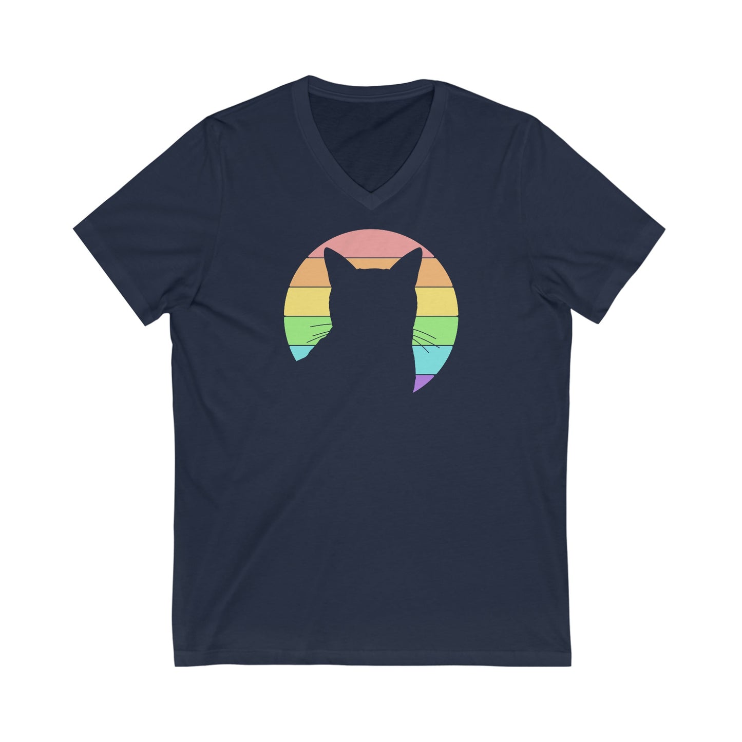 LGBTQ+ Pride | Cat Silhouette | Unisex V-Neck Tee - Detezi Designs-25432113821168070009