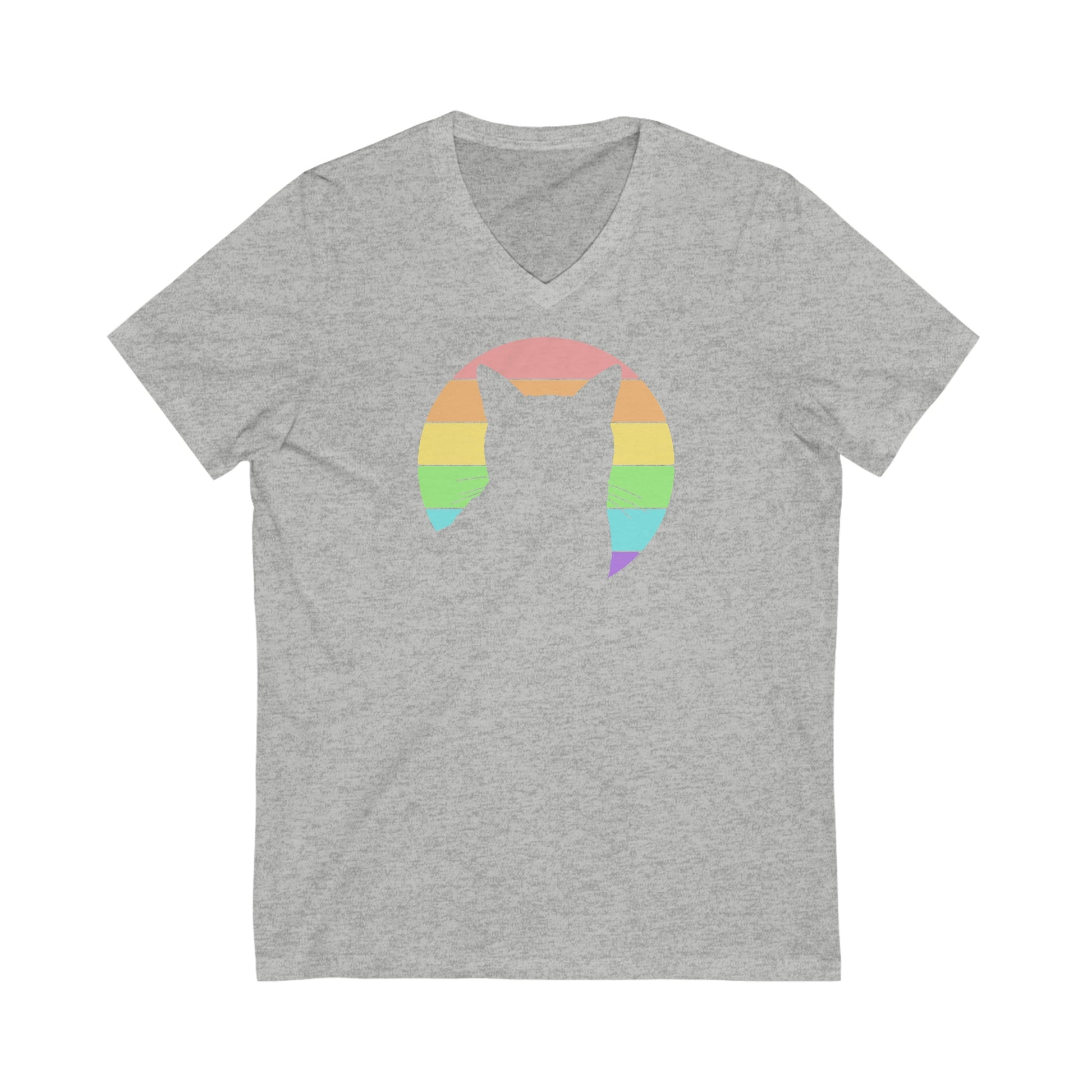 LGBTQ+ Pride | Cat Silhouette | Unisex V-Neck Tee - Detezi Designs-26274206209293943770