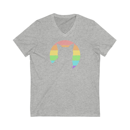 LGBTQ+ Pride | Cat Silhouette | Unisex V-Neck Tee - Detezi Designs-26274206209293943770