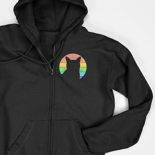 LGBTQ+ Pride | Cat Silhouette | Zip-up Sweatshirt - Detezi Designs-60415238737660330978