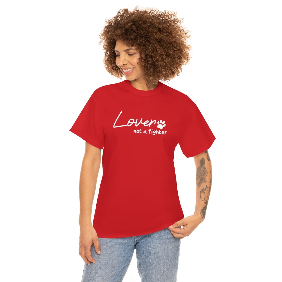 Lover, Not A Fighter | Text Tees - Detezi Designs-14138552967684422036