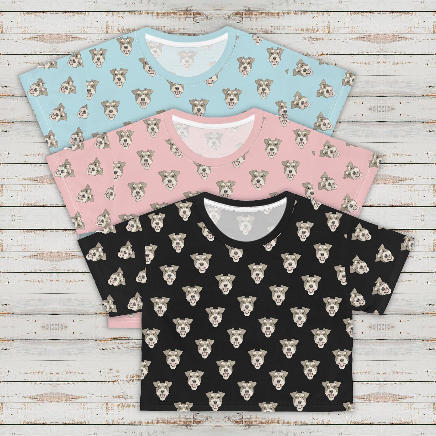 Miniature Schnauzer Faces | Crop Tee - Detezi Designs-GR001