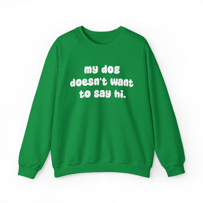 My Dog Doesn't Want To Say Hi | Crewneck Sweatshirt - Detezi Designs-14917905085307193686