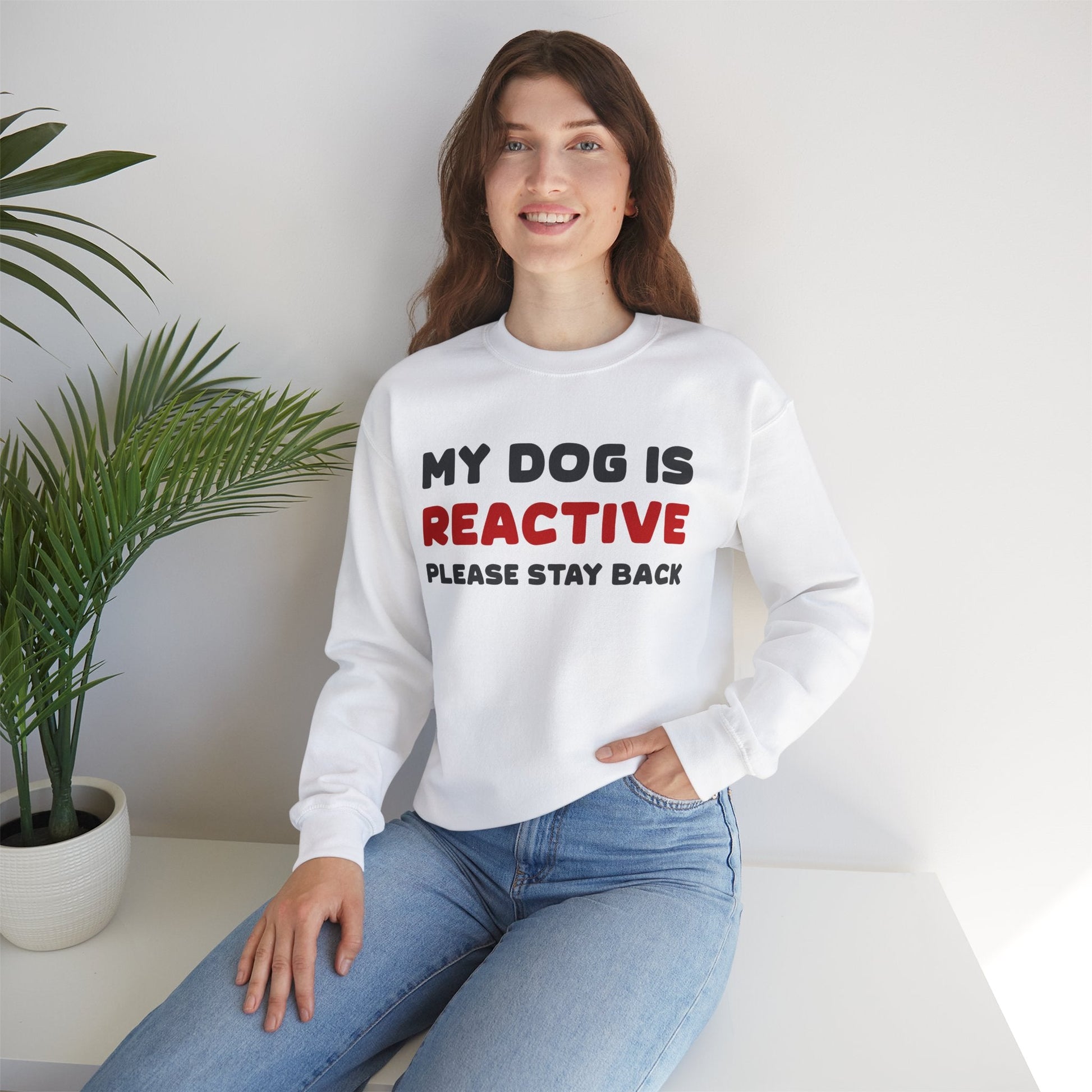 My Dog Is Reactive | 2-Sided Print | Crewneck Sweatshirt - Detezi Designs-31800036879304812764