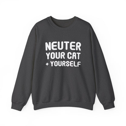 Neuter Your Cat + Yourself | Crewneck Sweatshirt - Detezi Designs-15574374139390697057