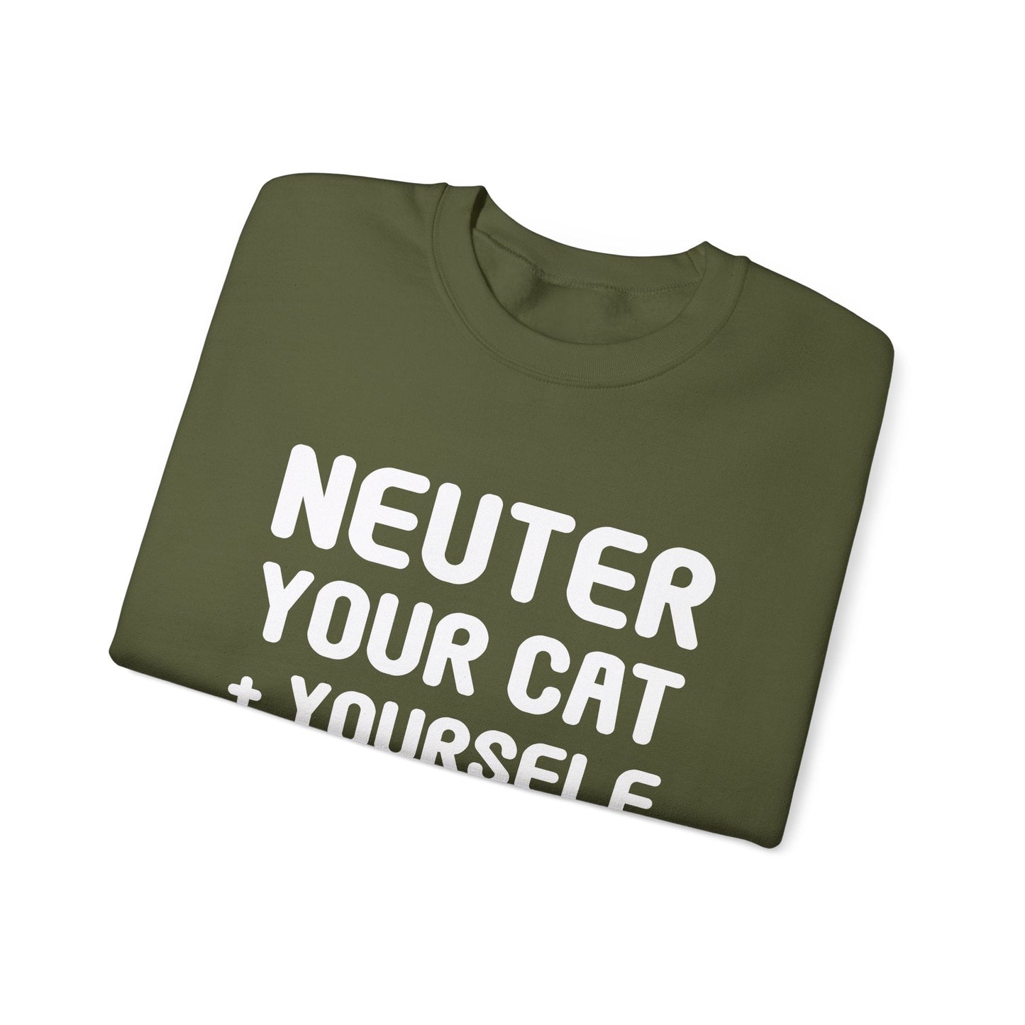 Neuter Your Cat + Yourself | Crewneck Sweatshirt - Detezi Designs-27053801785489781344