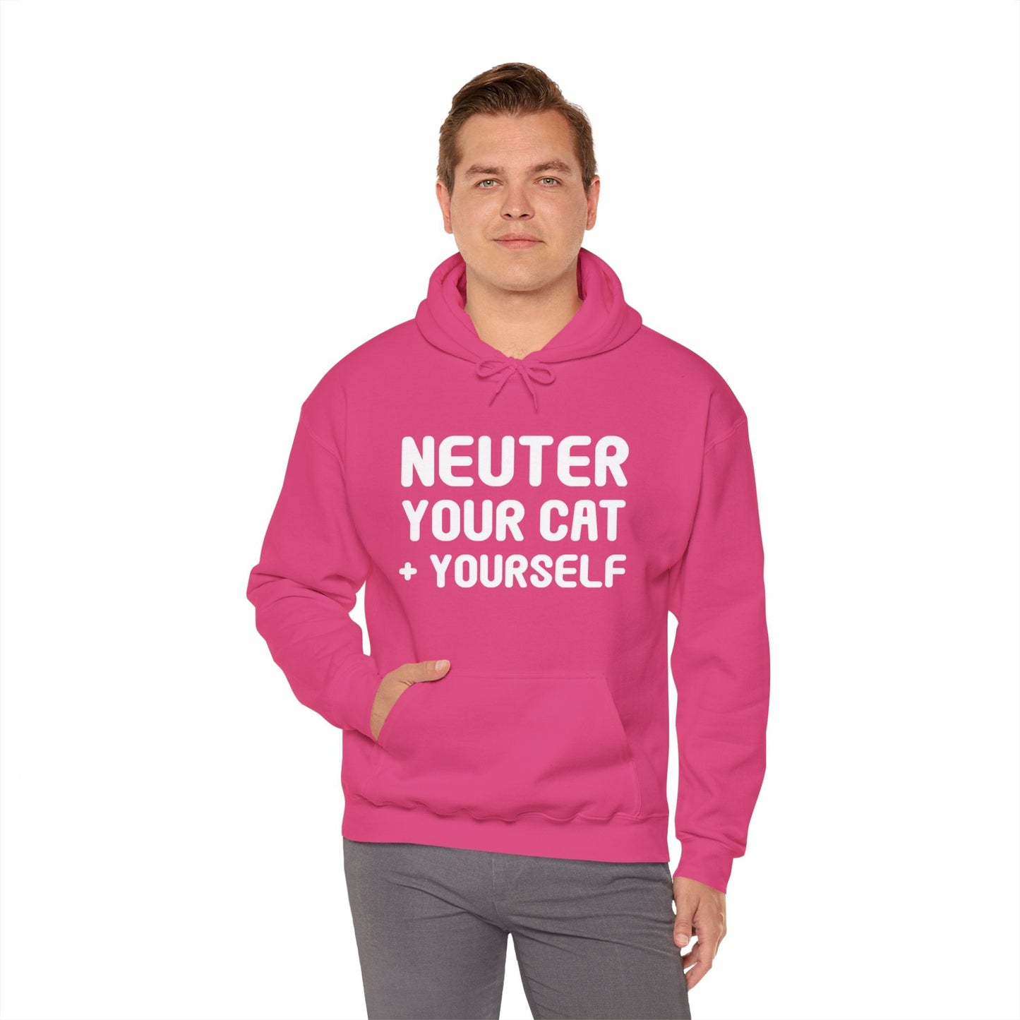 Neuter Your Cat + Yourself | Hooded Sweatshirt - Detezi Designs-32914628197878178354