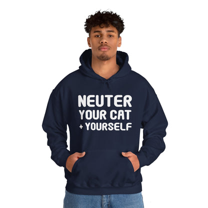 Neuter Your Cat + Yourself | Hooded Sweatshirt - Detezi Designs-32914628197878178354