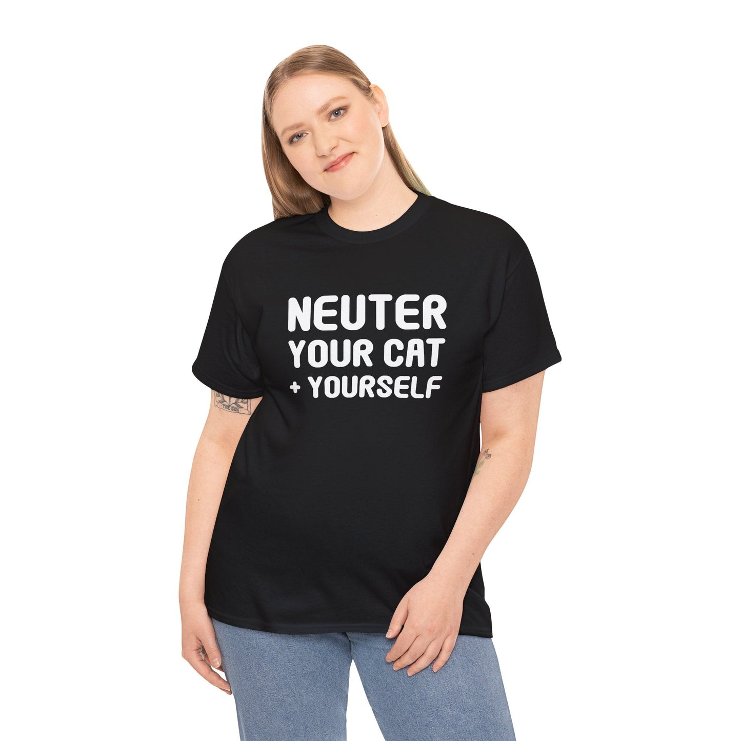 Neuter Your Cat + Yourself | Unisex T-shirt - Detezi Designs-97298709861222418573