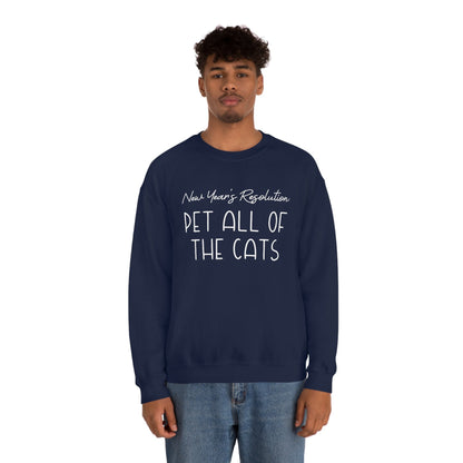 New Year's Resolution: Pet All Of The Cats | Crewneck Sweatshirt - Detezi Designs-16163491230535723108