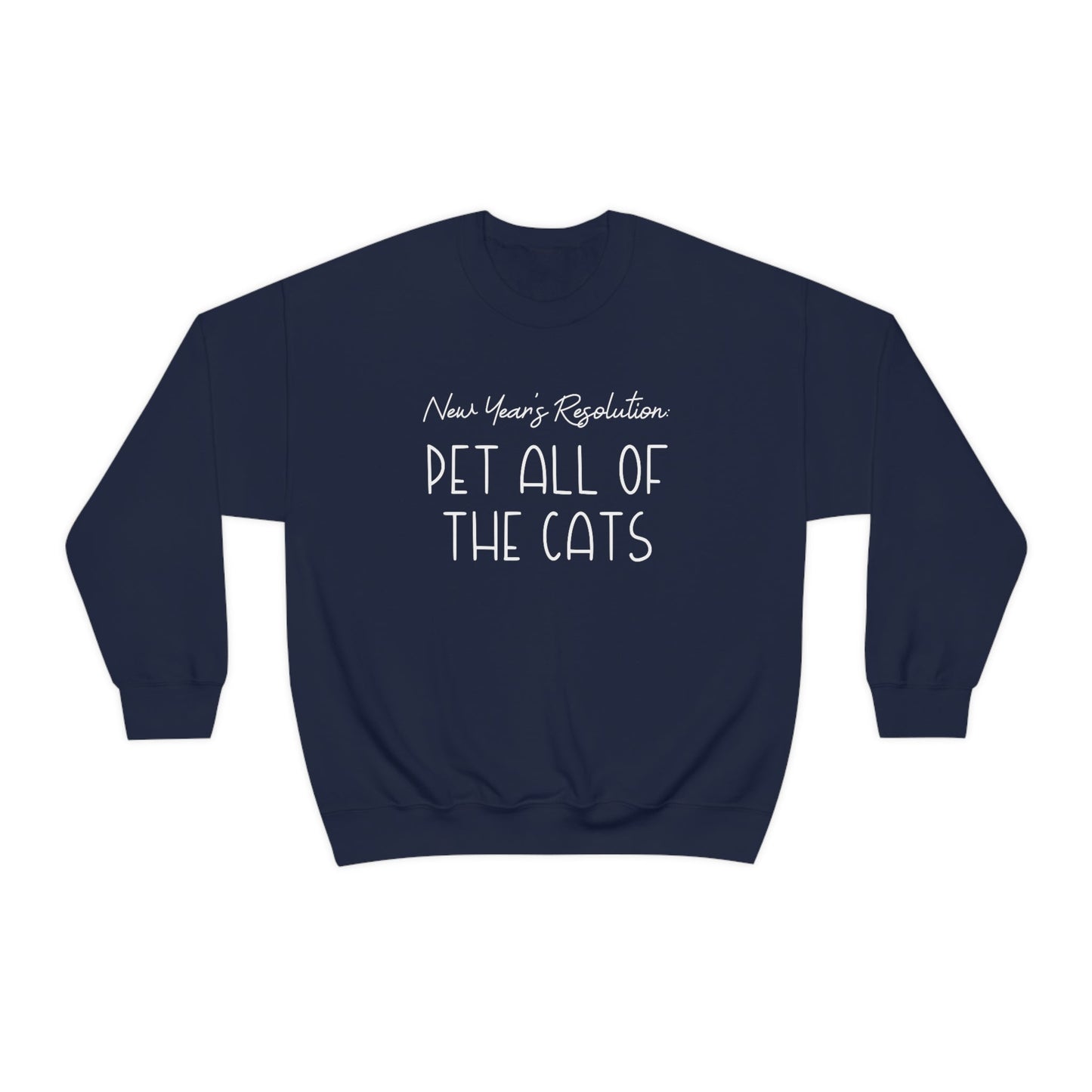 New Year's Resolution: Pet All Of The Cats | Crewneck Sweatshirt - Detezi Designs-16163491230535723108