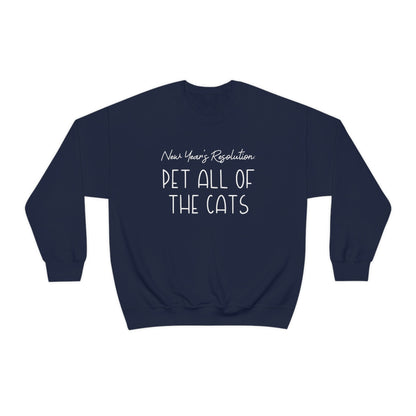 New Year's Resolution: Pet All Of The Cats | Crewneck Sweatshirt - Detezi Designs-16163491230535723108