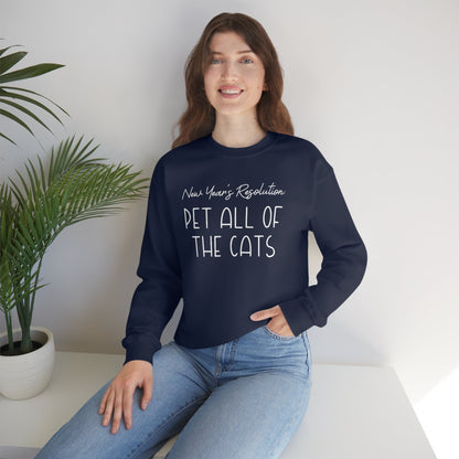 New Year's Resolution: Pet All Of The Cats | Crewneck Sweatshirt - Detezi Designs-16163491230535723108