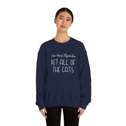 New Year's Resolution: Pet All Of The Cats | Crewneck Sweatshirt - Detezi Designs-16163491230535723108