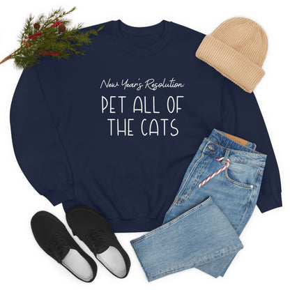 New Year's Resolution: Pet All Of The Cats | Crewneck Sweatshirt - Detezi Designs-16163491230535723108