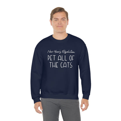 New Year's Resolution: Pet All Of The Cats | Crewneck Sweatshirt - Detezi Designs-16163491230535723108