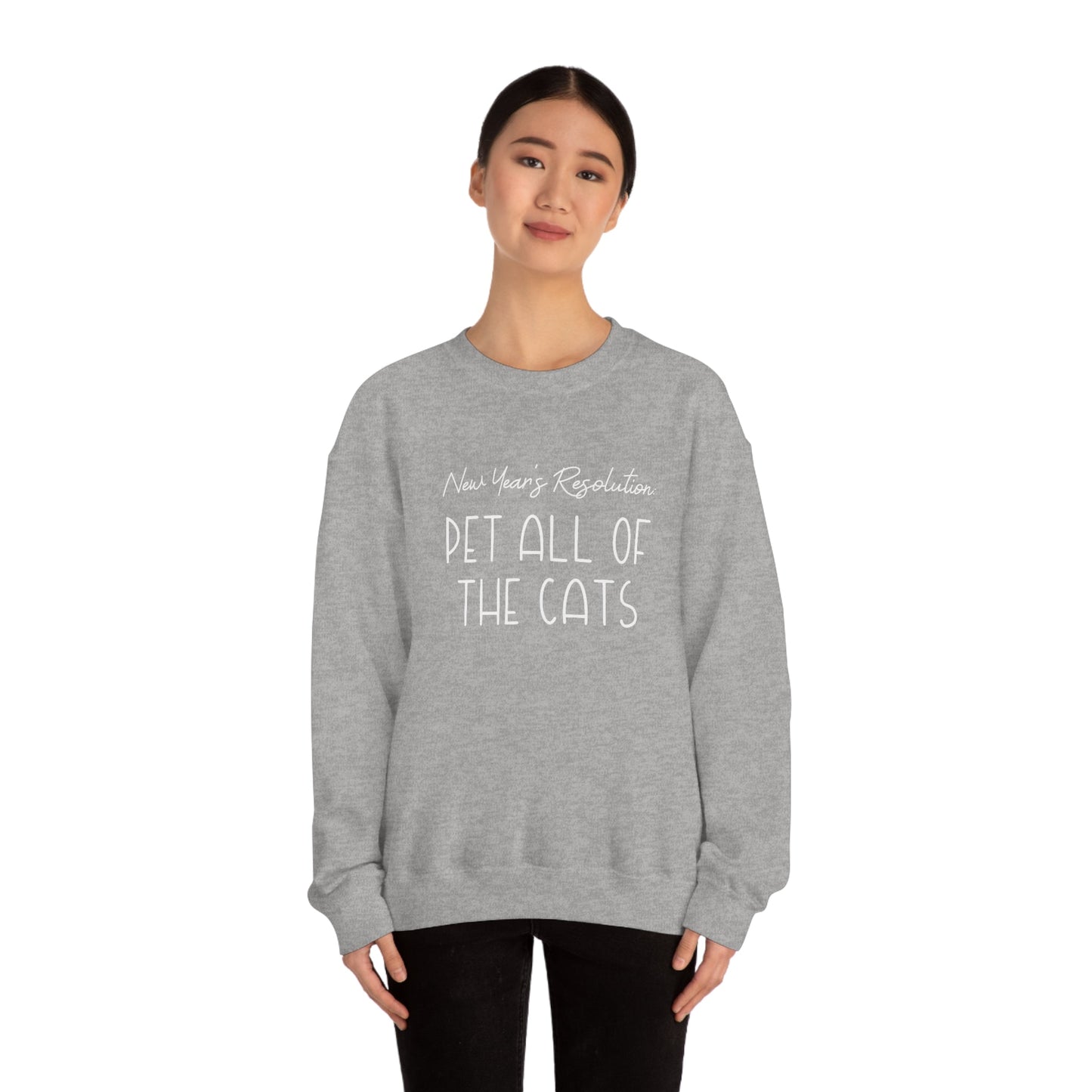 New Year's Resolution: Pet All Of The Cats | Crewneck Sweatshirt - Detezi Designs-17265320881628122785