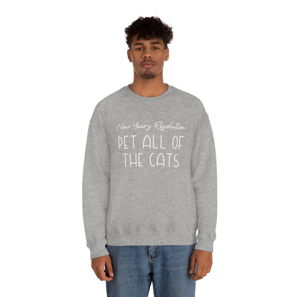 New Year's Resolution: Pet All Of The Cats | Crewneck Sweatshirt - Detezi Designs-17265320881628122785