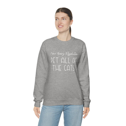 New Year's Resolution: Pet All Of The Cats | Crewneck Sweatshirt - Detezi Designs-17265320881628122785