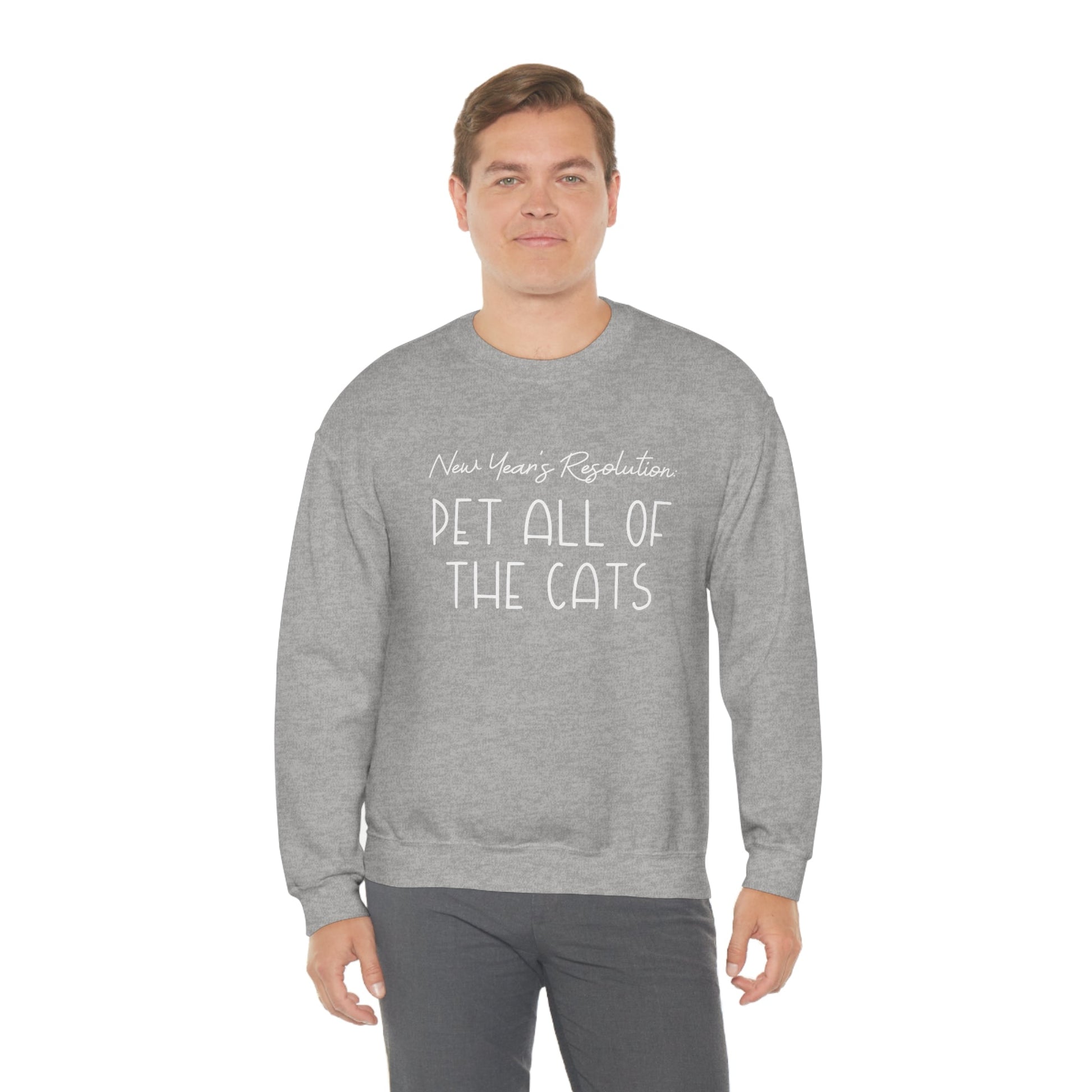 New Year's Resolution: Pet All Of The Cats | Crewneck Sweatshirt - Detezi Designs-17265320881628122785