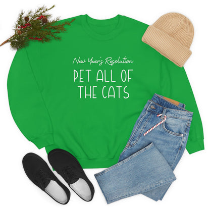 New Year's Resolution: Pet All Of The Cats | Crewneck Sweatshirt - Detezi Designs-18765153138067839797