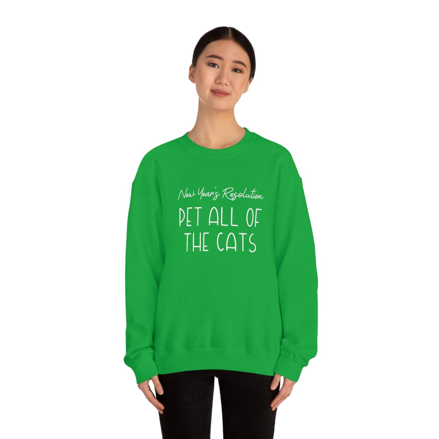 New Year's Resolution: Pet All Of The Cats | Crewneck Sweatshirt - Detezi Designs-18765153138067839797