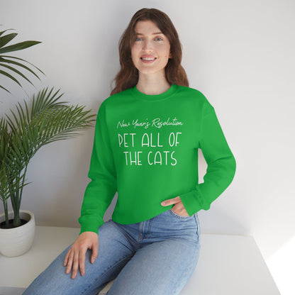 New Year's Resolution: Pet All Of The Cats | Crewneck Sweatshirt - Detezi Designs-18765153138067839797