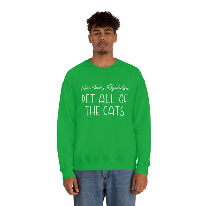 New Year's Resolution: Pet All Of The Cats | Crewneck Sweatshirt - Detezi Designs-18765153138067839797