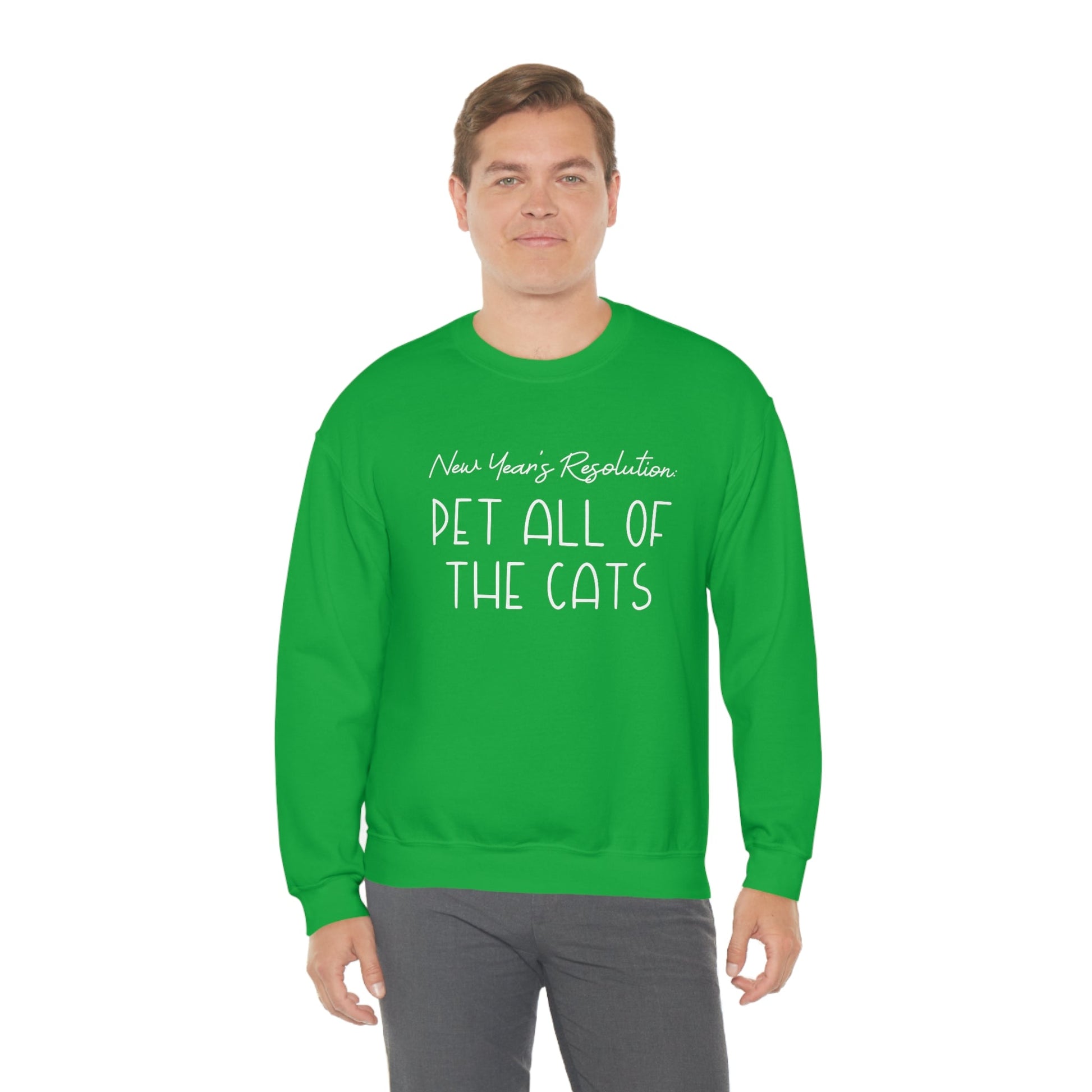 New Year's Resolution: Pet All Of The Cats | Crewneck Sweatshirt - Detezi Designs-18765153138067839797