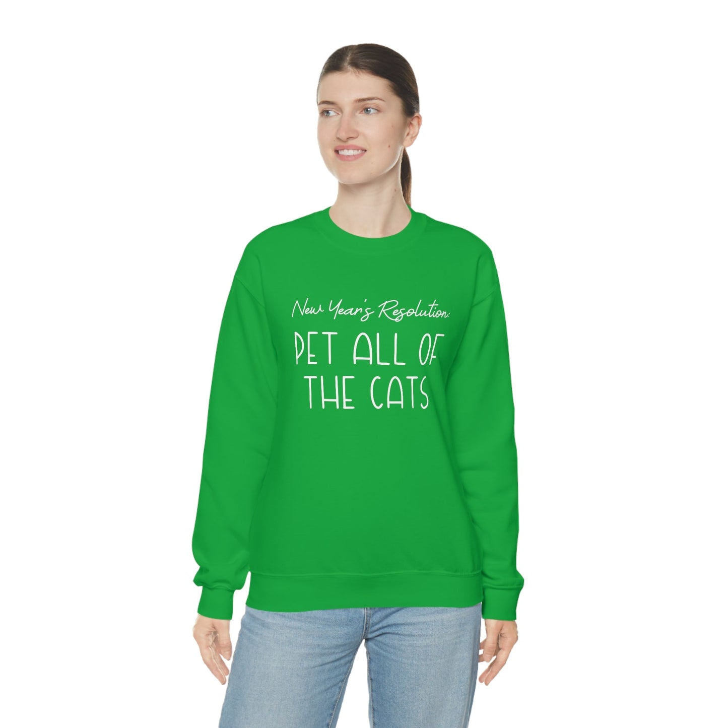 New Year's Resolution: Pet All Of The Cats | Crewneck Sweatshirt - Detezi Designs-18765153138067839797