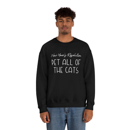 New Year's Resolution: Pet All Of The Cats | Crewneck Sweatshirt - Detezi Designs-19767636745891449034