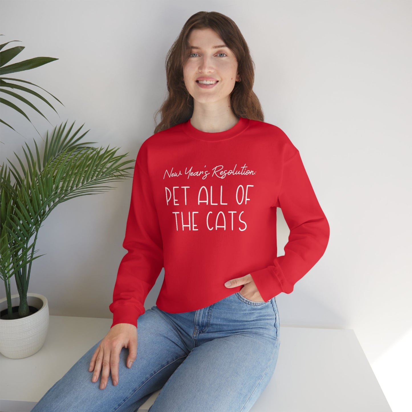 New Year's Resolution: Pet All Of The Cats | Crewneck Sweatshirt - Detezi Designs-31671389473348386150