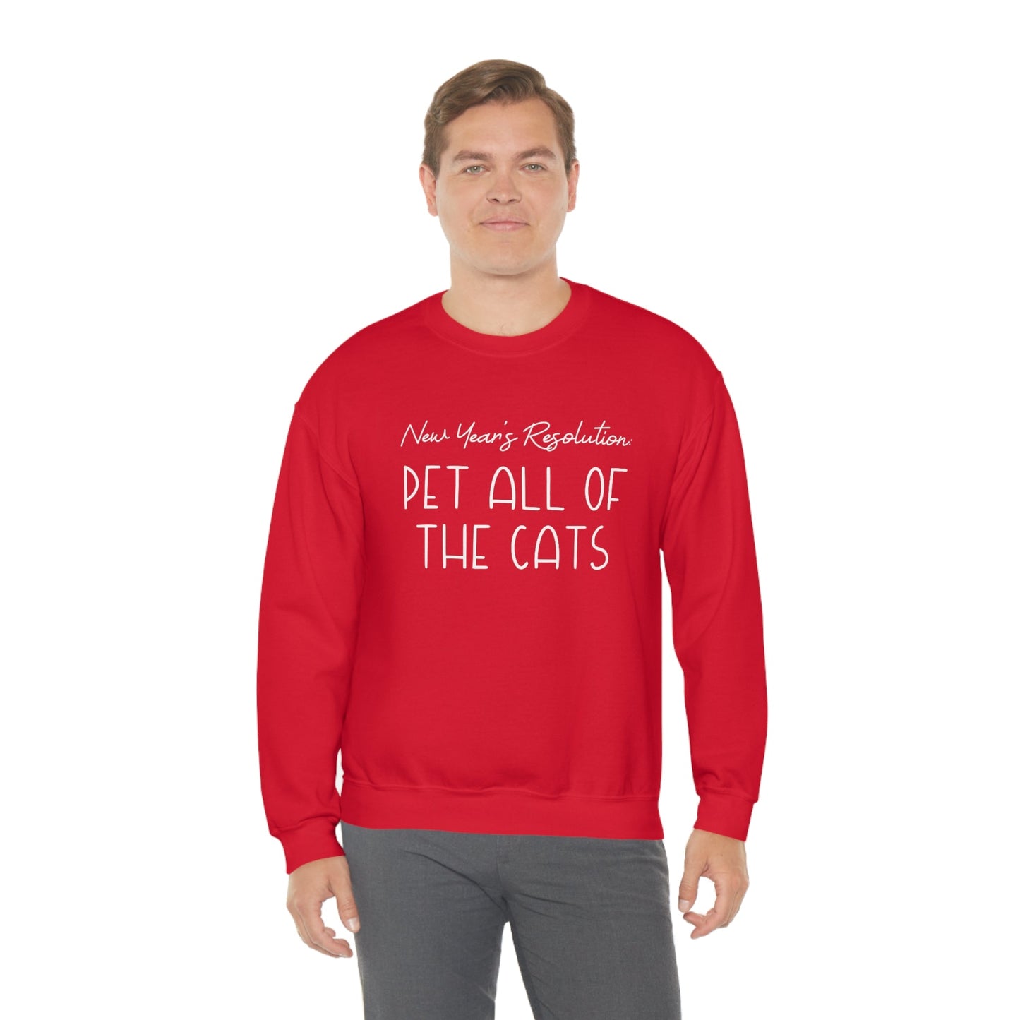 New Year's Resolution: Pet All Of The Cats | Crewneck Sweatshirt - Detezi Designs-31671389473348386150