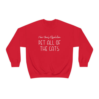 New Year's Resolution: Pet All Of The Cats | Crewneck Sweatshirt - Detezi Designs-31671389473348386150