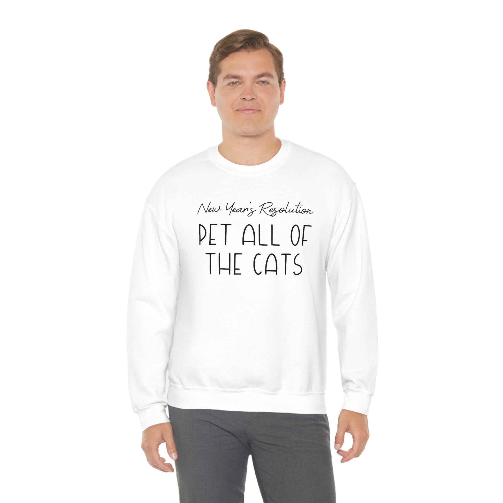 New Year's Resolution: Pet All Of The Cats | Crewneck Sweatshirt - Detezi Designs-51641814682085347938