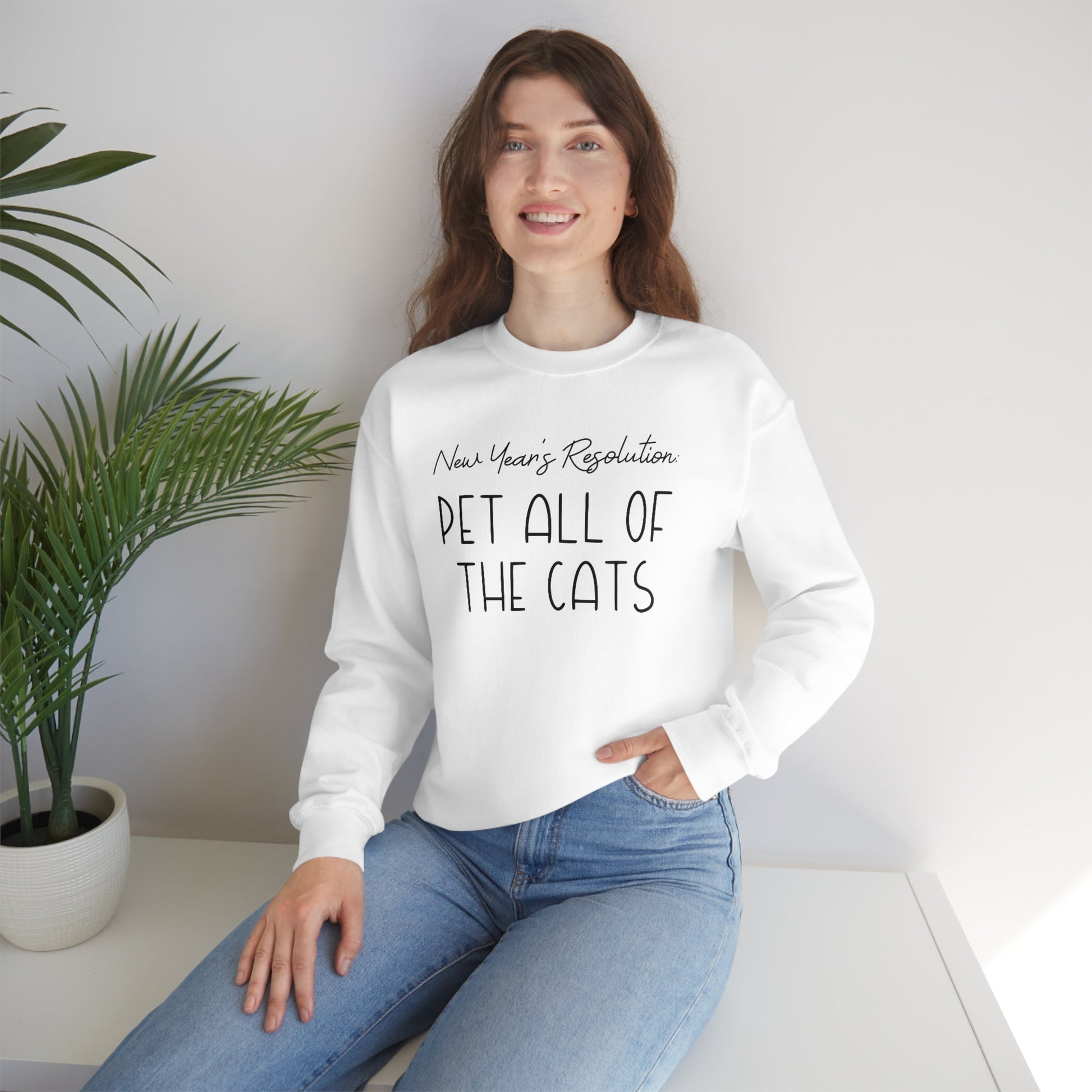 New Year's Resolution: Pet All Of The Cats | Crewneck Sweatshirt - Detezi Designs-51641814682085347938