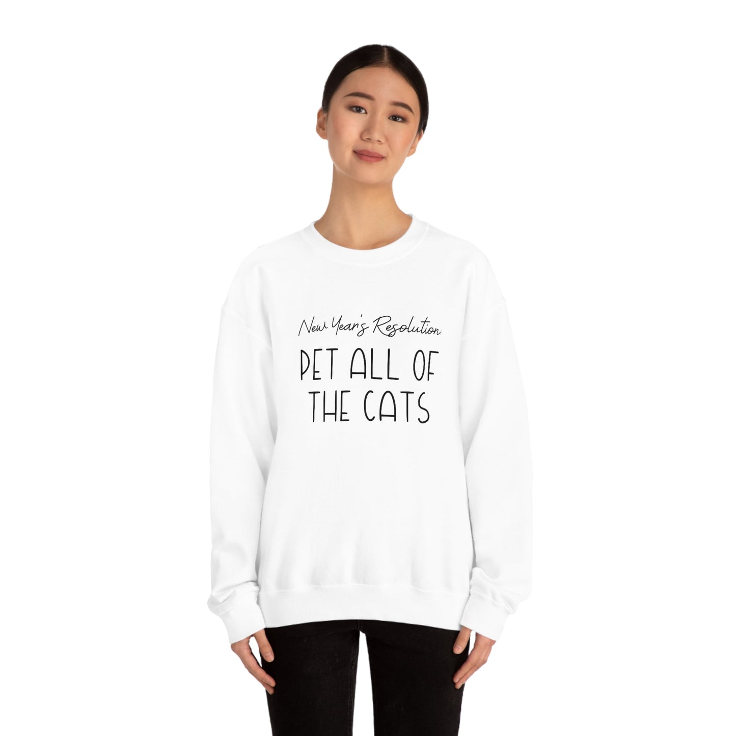 New Year's Resolution: Pet All Of The Cats | Crewneck Sweatshirt - Detezi Designs-51641814682085347938