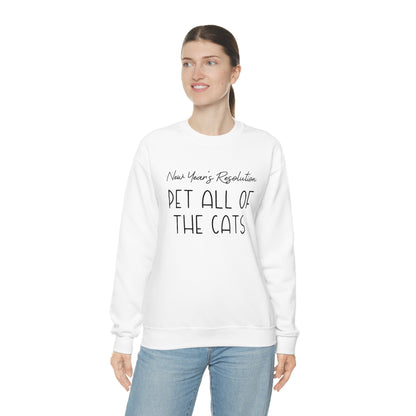 New Year's Resolution: Pet All Of The Cats | Crewneck Sweatshirt - Detezi Designs-51641814682085347938